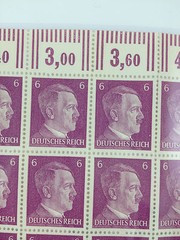 GERMANY REICH 1941 ADOLF HITLER HEAD PURPLE 6PF SHEET OF 100 STAMPS, NO GUM, NH
