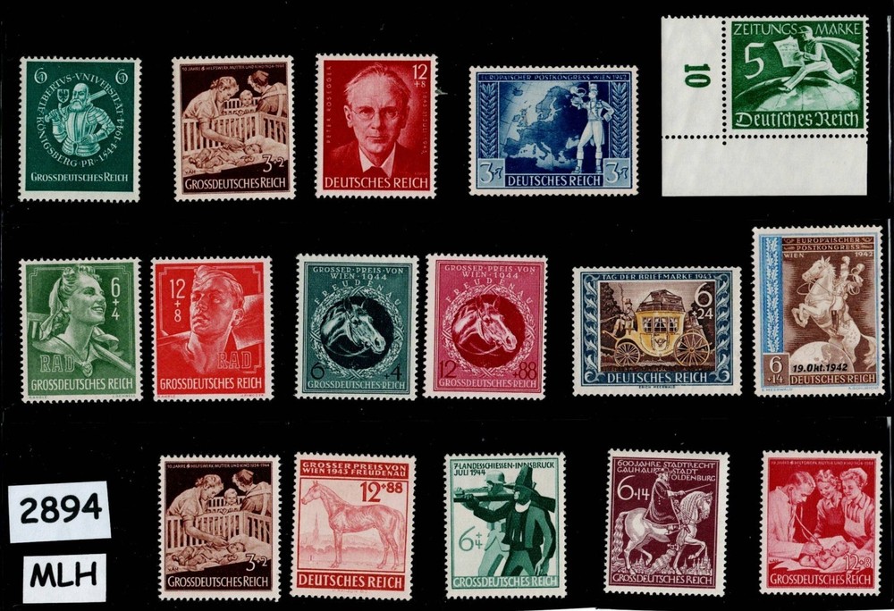 MLH stamp collection Regular postage Third Reich WWII era Germany #2894