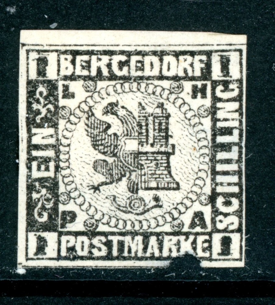 Germany States 1861 Bergdorf 1s Black Scott #2 Mint W380