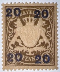 Travelstamps: 1920 Germany Bayern Overprint Stamp Mi 177 – Mint MOGH