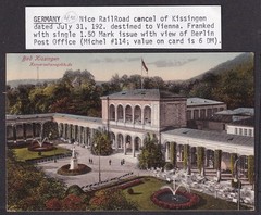 Germany Inflation 1.50M on postcard with Railroad cancel K.B.R. BAHNPOST