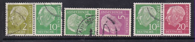 USED GERMANY THEODOR HEUSS BOOKLET PANE ISSUES #702c/704a/708a