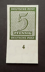 CLASSIC IMPERF DEUTSCHE POST 5PF WITH TAB GERMANY DEUTSCHLAND VF MNH(K6)