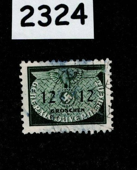 Used Stamp Sc N019 Official General Government Swastika Poland WWII #2324