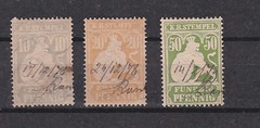 (K.B.stempel)three revenue stamps,used v22
