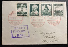 1935 Bodensee Germany Souvenir Cover Green Stamp Hori Ship Cancel