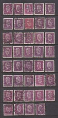 GERMANY #379 Used Lot of 39 Stamps. 1928, 40pf Violet Von Hindenberg SCV $35
