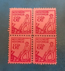 Germany Stamps Allied Occupation 4x 8 Pfennig 1945 Block SBZ Mi. Nr. 11 (19763)