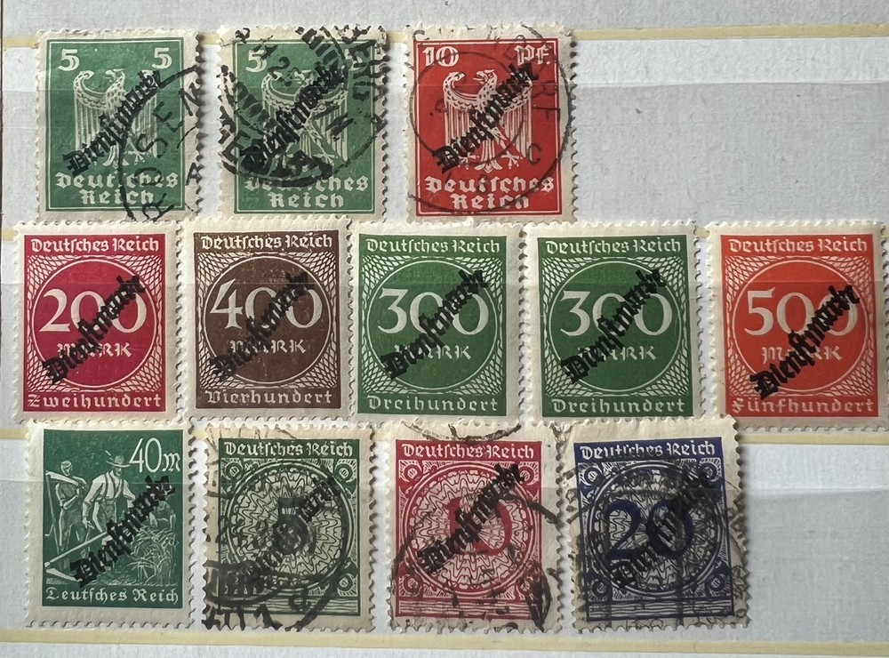 Germany 1923 Weimar Republic Hyperinflation Official Service- Dienstmarke Lot