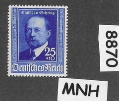 MNH stamp Sc B187 Third Reich era Germany 1940 Von Behring Scientist #8870