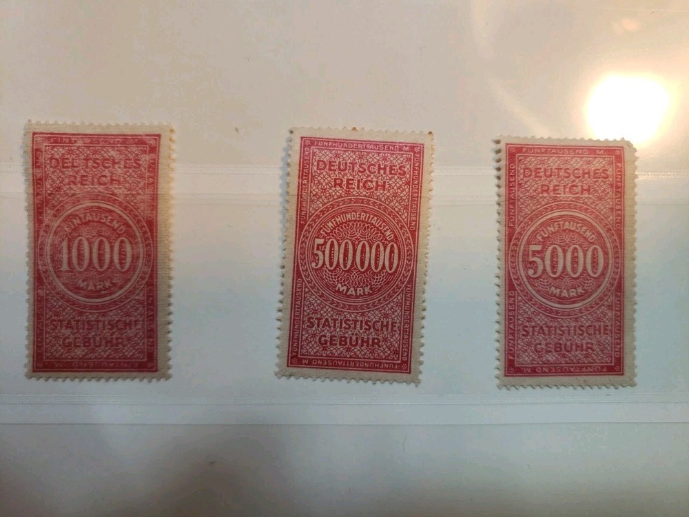 Very Nice 1920s German High Denominational Revenue Stamps MNH