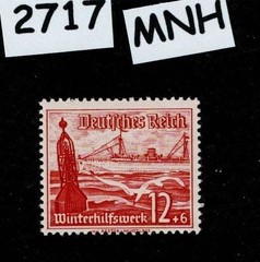MNH Stamp B112 1937 Germany Boats Ships Schooners Winter relief fund #2717