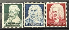 1935 German set of 3 Stamps Mi:DR573-575 Schutz Bach Handel MH* Mint /355