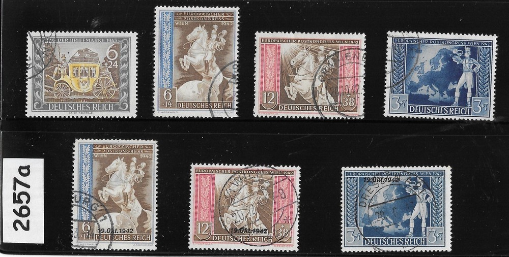 Stamp set with overprints B209-215 1942 Postal Congress Vienna Austria #2657a
