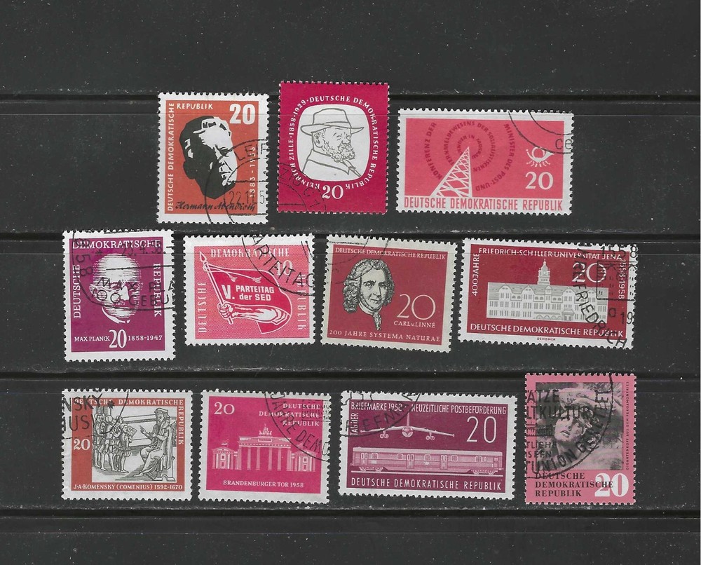GERMAN DEMOCRATIC REPUBLIC , 1957/58, MIXED LOT OF 11 STAMPS , USED