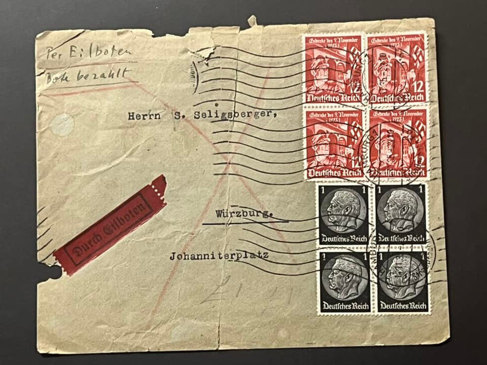 WW2 WWII Nazi German Third Reich cover w blocks SA Standard Bearer 1935
