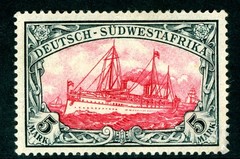 Germany 1901 SWA Southwest Africa 5 Mark Unwmk Ship Signed! Scott #25 MNH H188