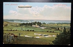 Germany 1910’s Zeppelin Over German Army Vintage Airship Postcard
