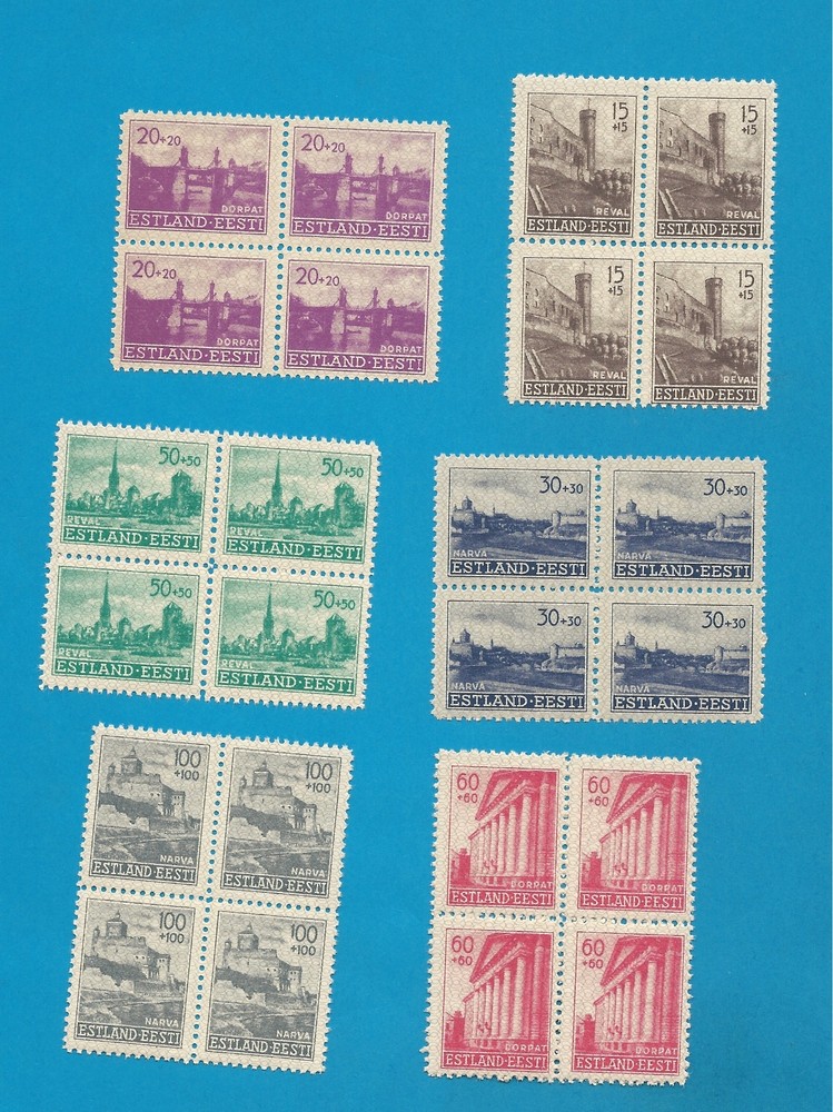 German Occ. of Estonia 4-9 cpl. set in sheets of four MNH ** !!