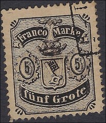 Apparent Forgery of c1866 Bremen, Germany 5gr – Sc# 12 – Used – Perf 12.5