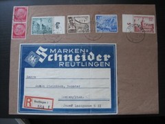 THIRD REICH 1940 very nice philatelic parcel front w/ complete stamp set!