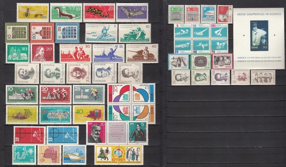 East Germany GDR DDR 1962 – almost complete (1 minisheet missing) – MNH