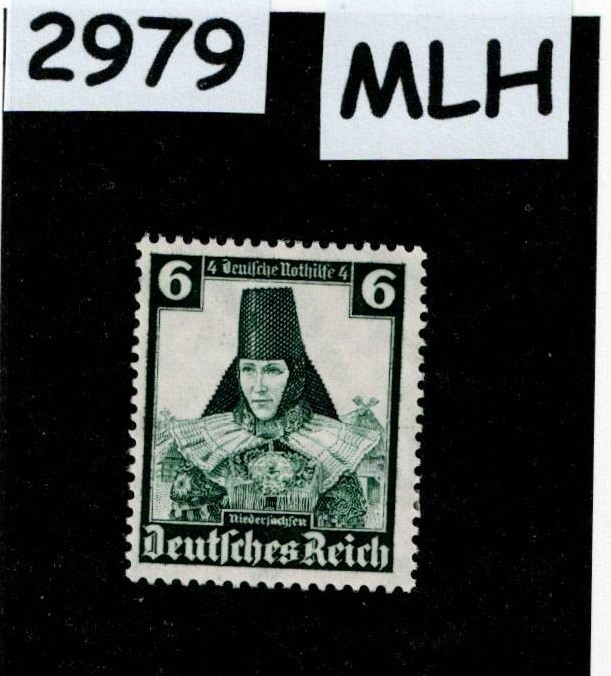 MLH stamp 1935 Sc B72 Native Costumes Lower Saxony Third Reich Germany #2979