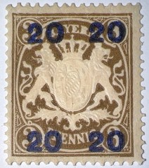Travelstamps: 1920 Germany Bayern Overprint Stamp Mi 177 – Mint MOGH