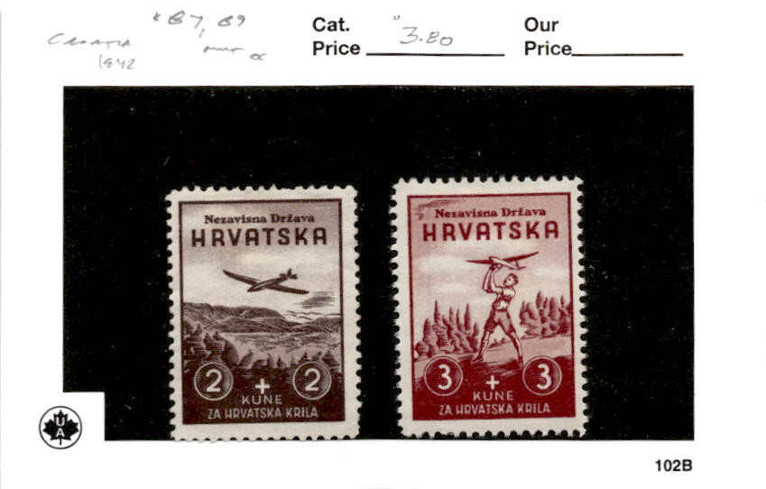 Croatia, Postage Stamp, #B7, B9 Mint Hinged, 1942 WWII German State (AC)