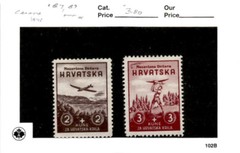 Croatia, Postage Stamp, #B7, B9 Mint Hinged, 1942 WWII German State (AC)