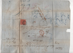 GERMANY BAVARIA 1860 SCOTT #7 12KR. RED SINGLE FRANKIN TIED ON FOLDED LETTER