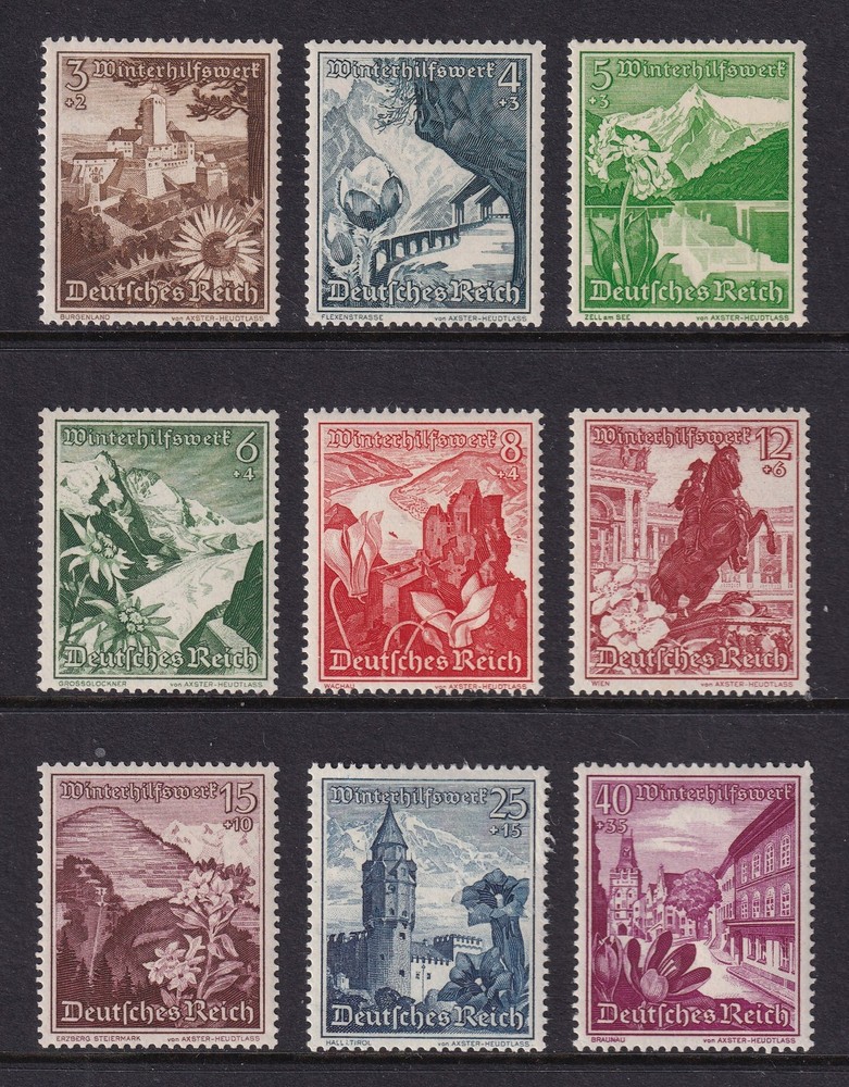 GERMANY 1938 Winter Relief Fund set of 9 SG 663-671 MNH/** (CV £110)