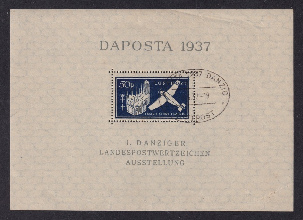 DANZIG 1937 DAPOSTA Air Miniature Sheet SG MS252 Used (CV £200)