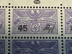 WWII German Revenue Dues Stamp Sheet MNH