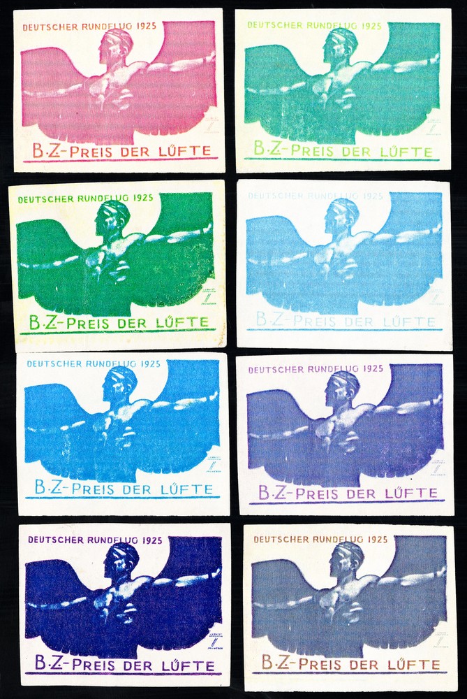 Germany Stamps VF 1925 Lot Of 8 German Air Labels