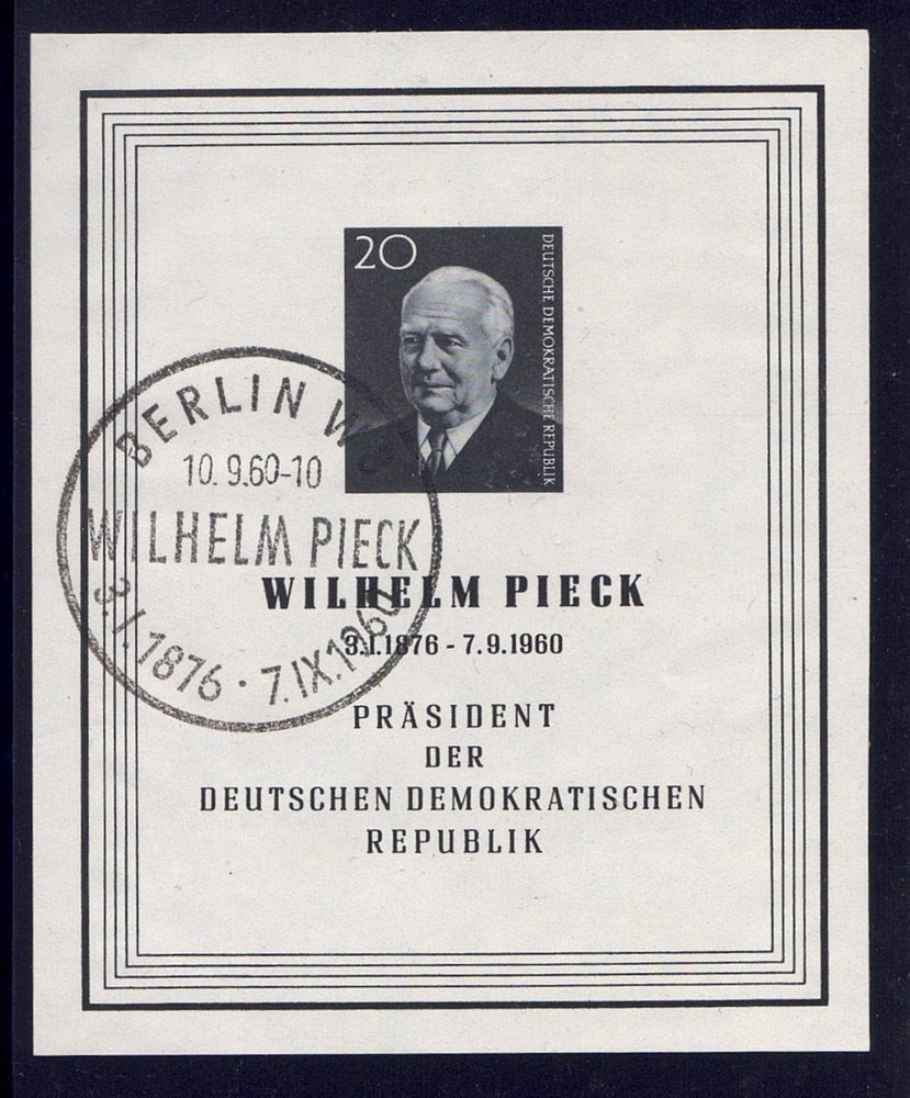 Germany (DDR) – 1960 Sc. 511, Wilhelm Pieck souvenir sheet, CTO NH