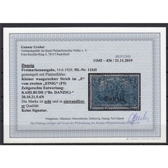Danzig 1920 Mi. No. 11 b II stamped, examined, finding: plate flaw 260.00