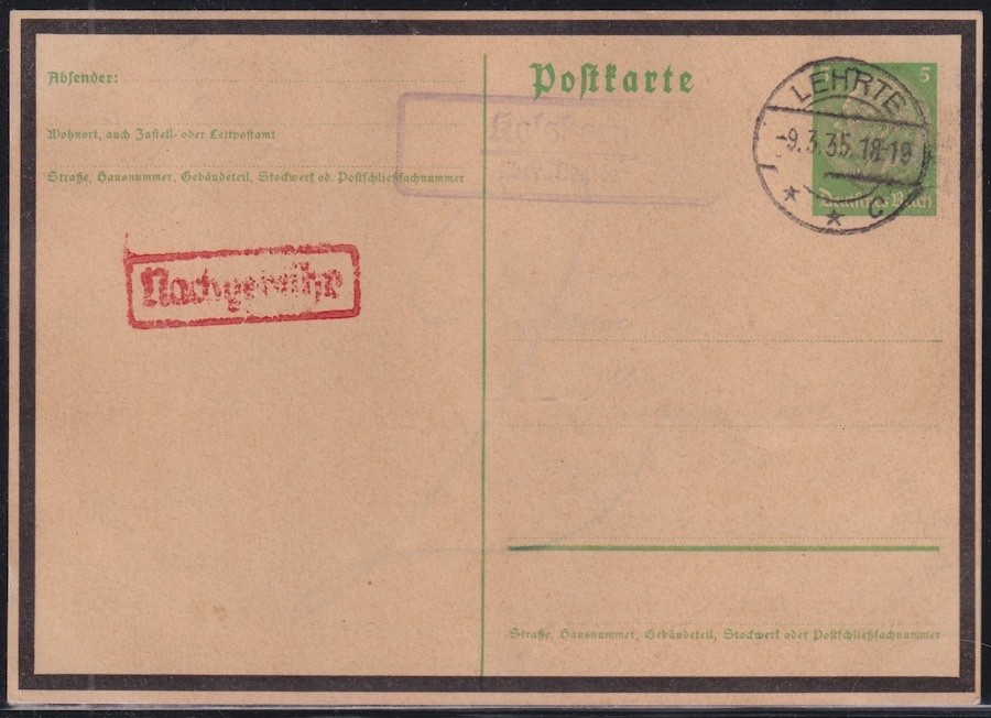 1935 VINTAGE GERMAN MOURNING POSTCARD for WHOM ???? (ITEM0455)