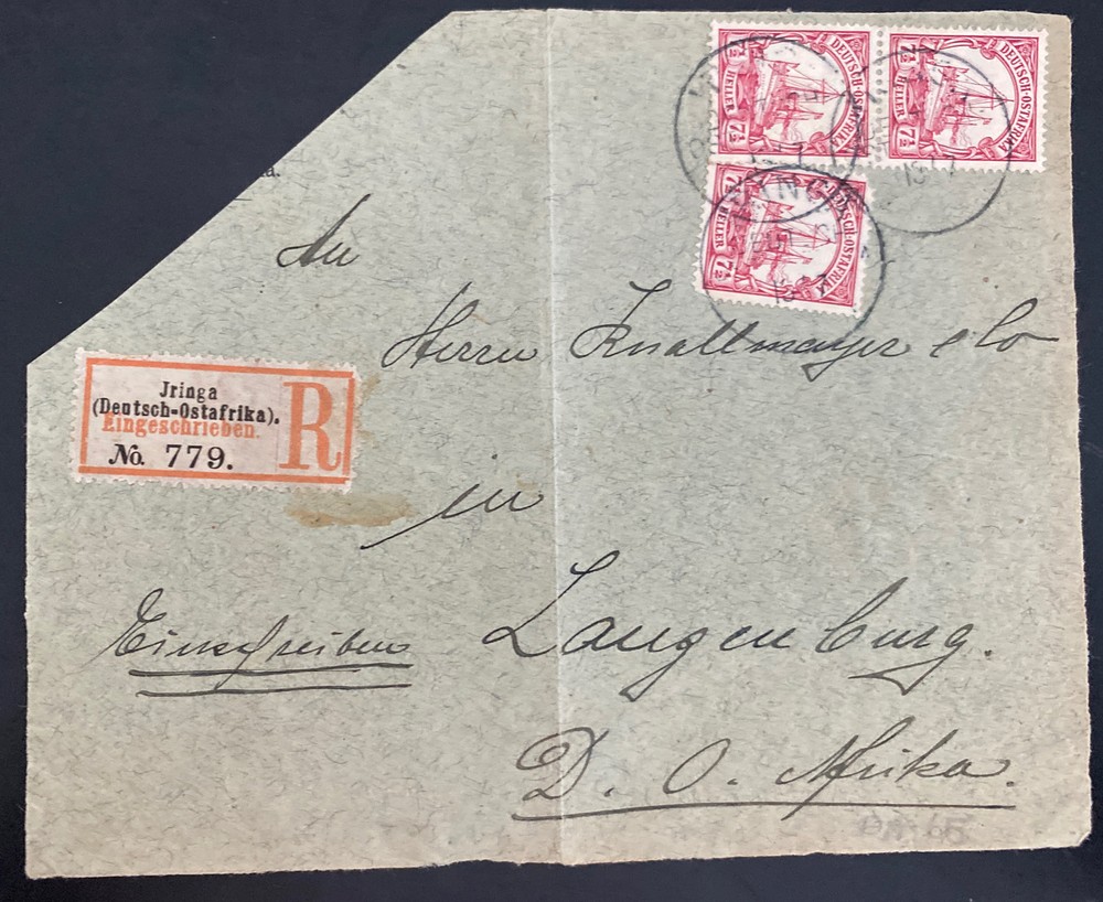 1897 Jringa German West Africa Registered Front Cover To Langenburg