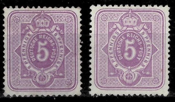 Germany 1875/80 ☀ 5pf Value in „PFENNIGE“ and “ PFENNIG“☀ MNG stamps