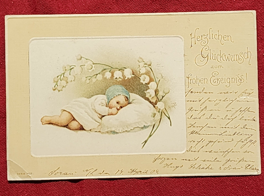 Imperial German Empire Reich postcard Best wishes baby Greetings 1905