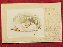 Imperial German Empire Reich postcard Best wishes baby Greetings 1905