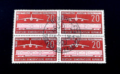 GERMANY DDR Stamp Block – 1958 Airplane Car Post CTO Pictorial Cancel MNH r22