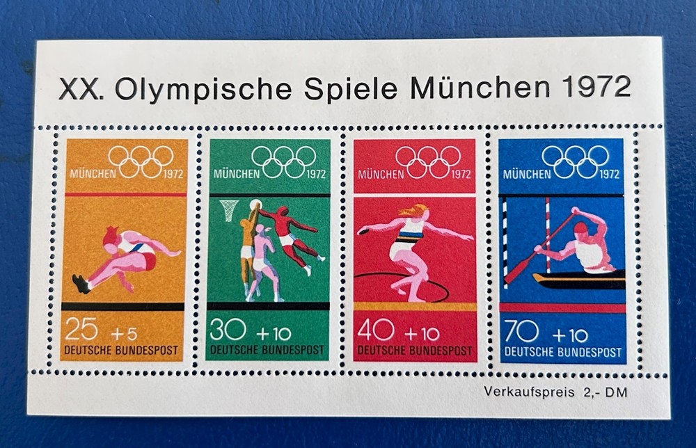 1972 Germany Souvenir Sheet #B490 – Munich Olympics – Mint MNH