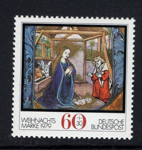 Germany 1979 NATIVITY BABY JESUS MARY JOSEPH DONKEYS SCOTT B569 MNH