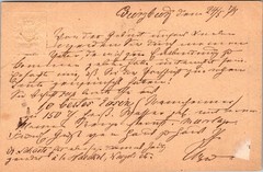 GERMANY 1878 BAYERN POSTAL HISTORY STATIONERY POSTCARD ADDR CANC WURZBURG