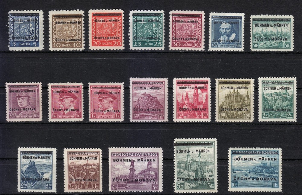 Bohemia & Moravia 1939 MNH Mi 1-19 Sc 1-19 German Protectorate signed (VII) **