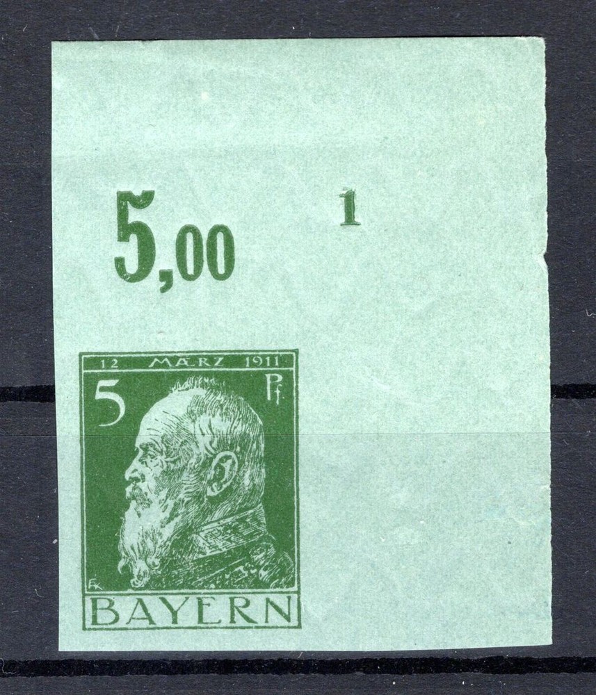 Bayern 77IU PlNr With Plate Number 1 Unused BOGENECKE ** MNH POSTFRISCH (808