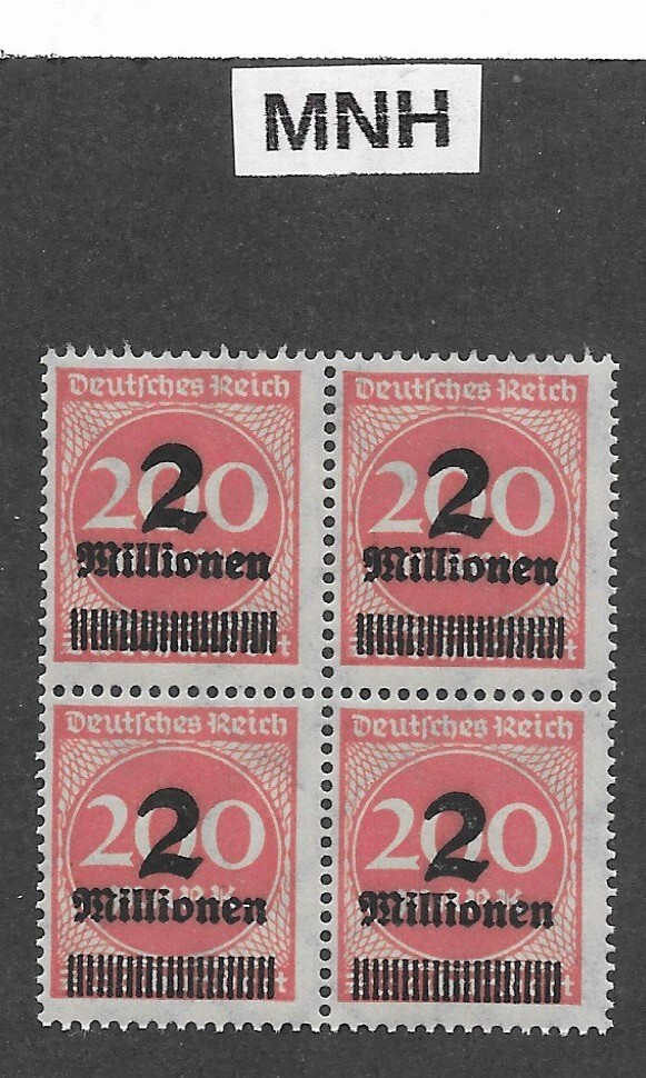 MNH stamp block Overprint 2 Mil over 200Mk Scott #269 German Republic 1923