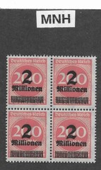 MNH stamp block Overprint 2 Mil over 200Mk Scott #269 German Republic 1923